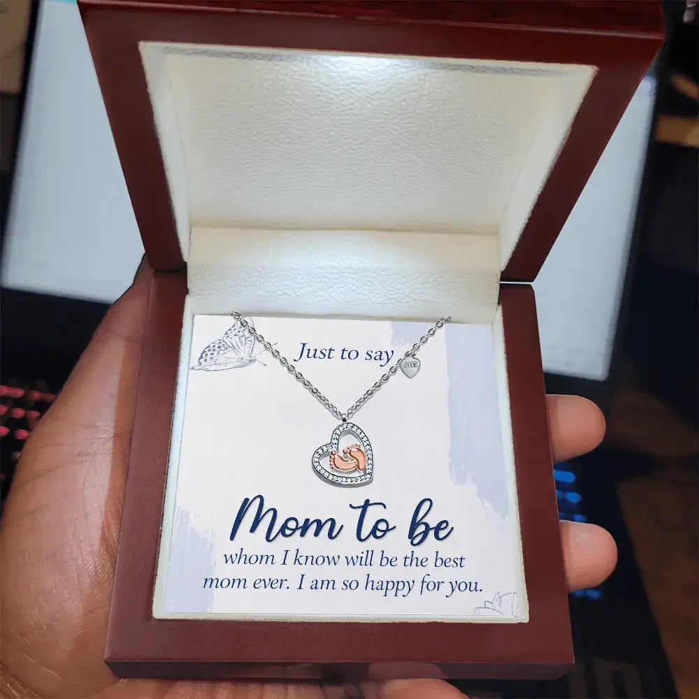 To Mom to be - so happy for you - Baby Feet Heart Necklace - Flourish Love Shop
