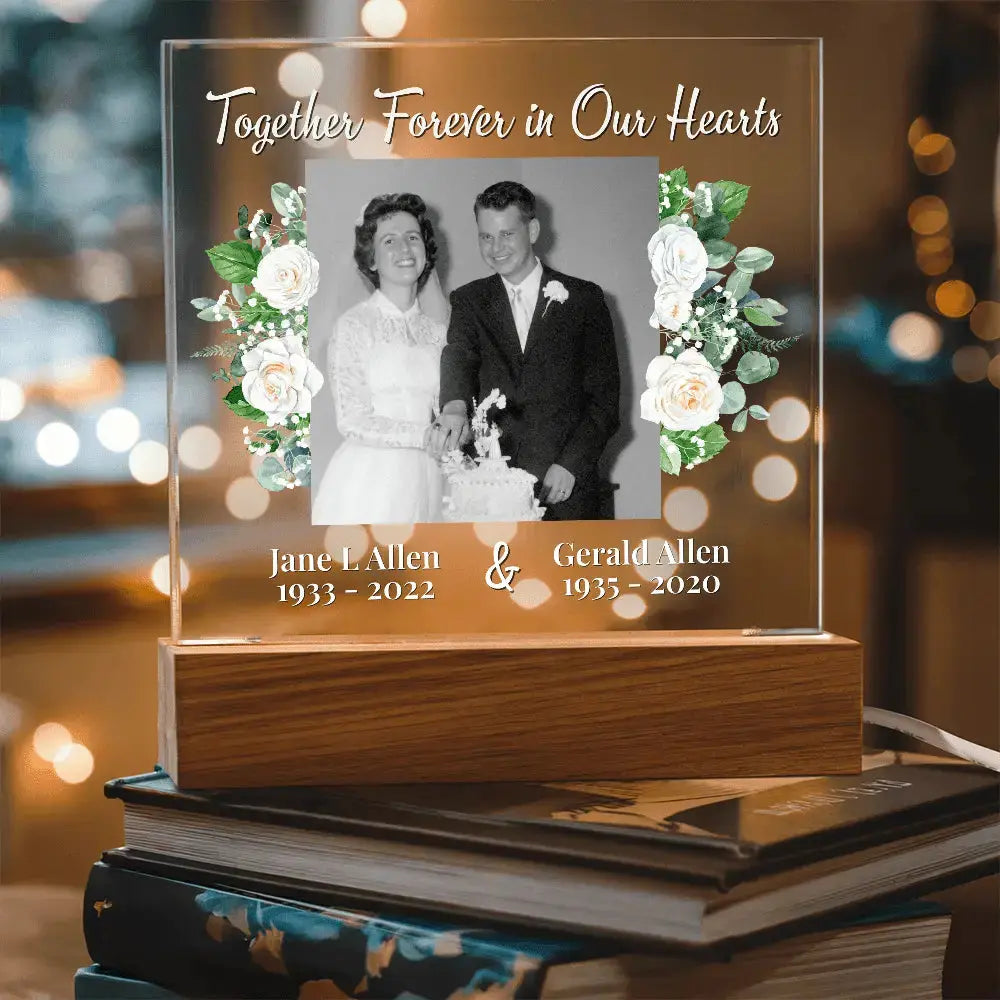 Together Forever in Our Hearts – Personalized Memorial Acrylic Light - Flourish Love Shop