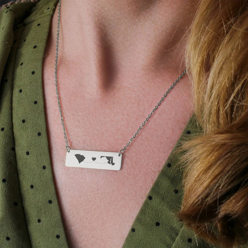 Two Places. One Heart. - Personalized Necklace - Flourish Love Shop