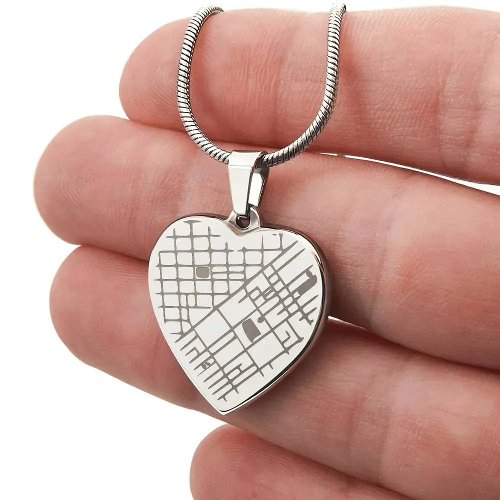 Your Love, Etched in Place – Personalized Map Heart Necklace - Flourish Love Shop
