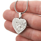 Your Love, Etched in Place – Personalized Map Heart Necklace - Flourish Love Shop