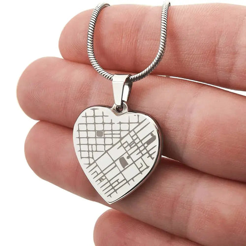 Your Love, Etched in Place – Personalized Map Heart Necklace - Flourish Love Shop