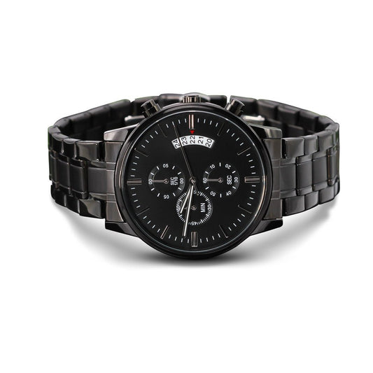Personalized Engraving Black Chronograph Watch - Flourish Love Shop