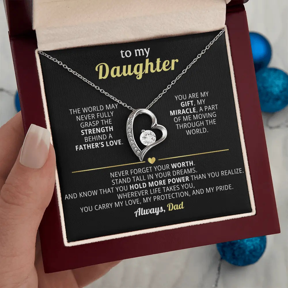 Emotional Dad - to - Daughter Gift – Forever Love Necklace with Empowering Message - Flourish Love Shop