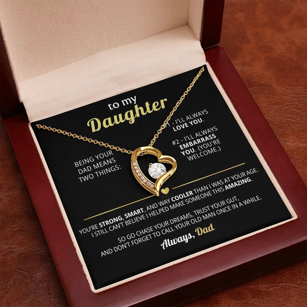 Funny Dad - to - Daughter Gift – Forever Love Necklace with Hilarious Message Card - Flourish Love Shop