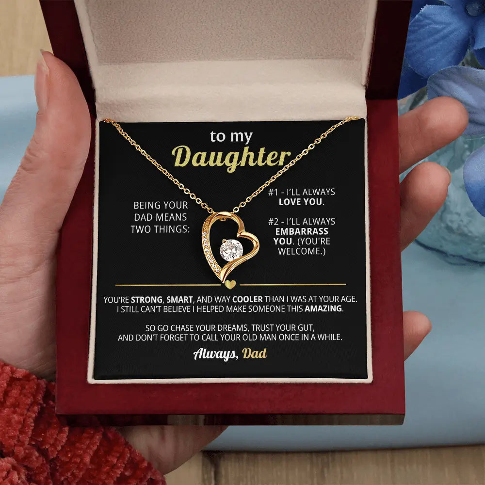 Funny Dad - to - Daughter Gift – Forever Love Necklace with Hilarious Message Card - Flourish Love Shop