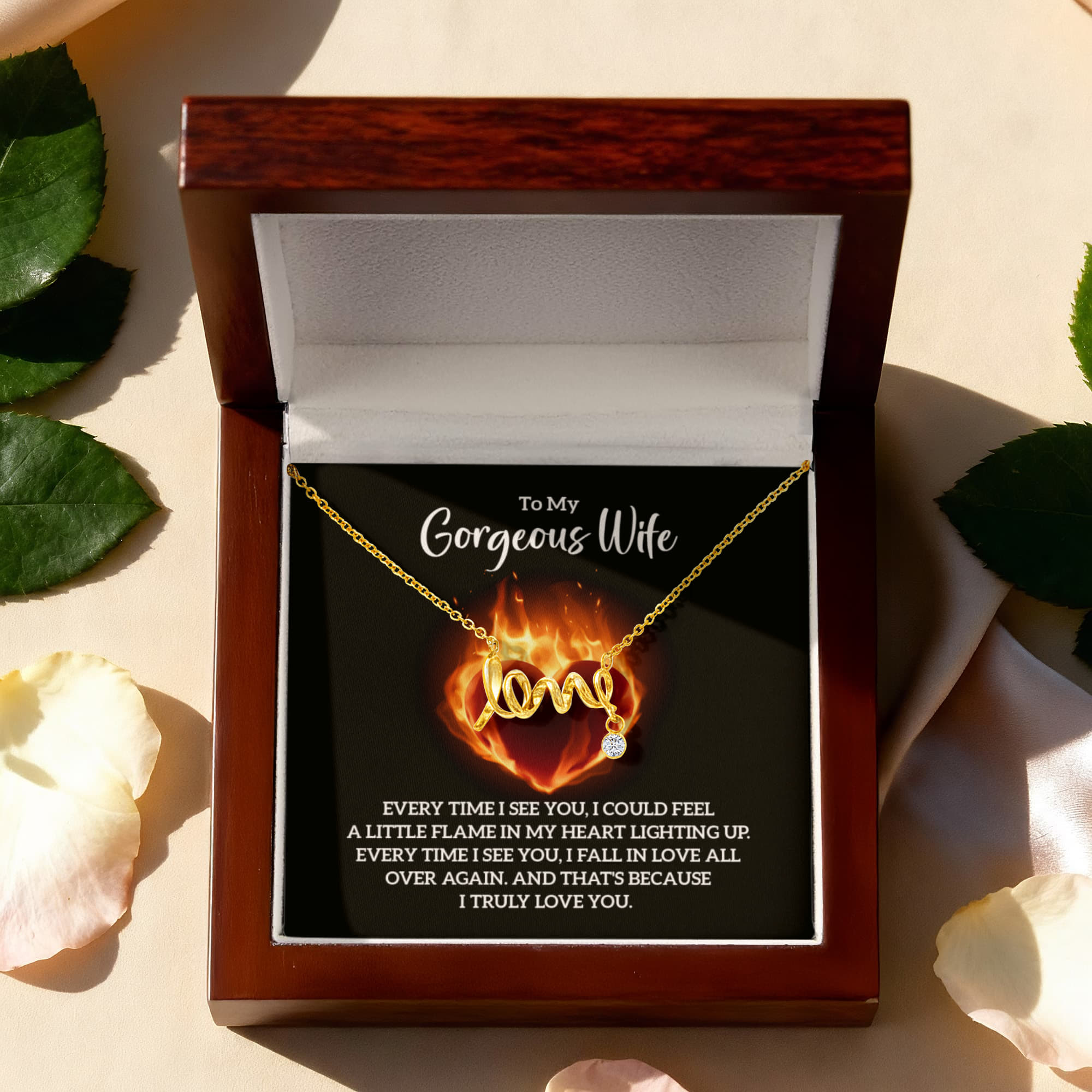 To my Gorgeous Wife - Truly Love You - Scripted Love Necklace - Flourish Love Shop