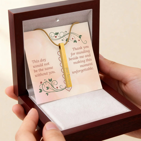 For Bridesmaids and Besties Engraved 4 - Sided Stick Necklace - Flourish Love Shop