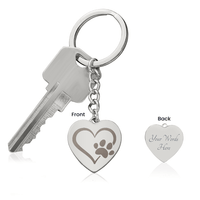Engravable Keychain with heart and paw symbol - Flourish Love Shop