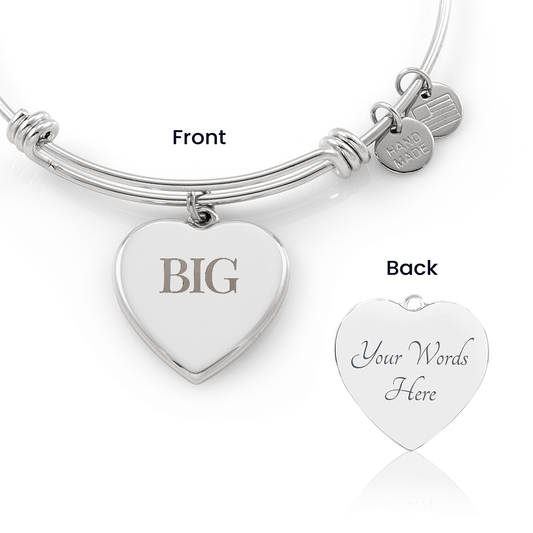 For the Big, an engraved Luxury Heart Bangle Bracelet - Flourish Love Shop