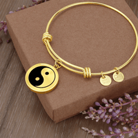 Engraved Graphic of Yin and Yang symbol Bracelet - Flourish Love Shop