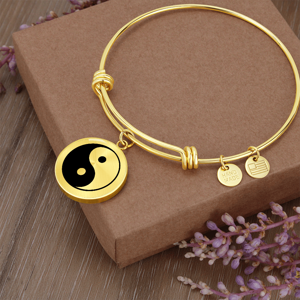 Engraved Graphic of Yin and Yang symbol Bracelet - Flourish Love Shop