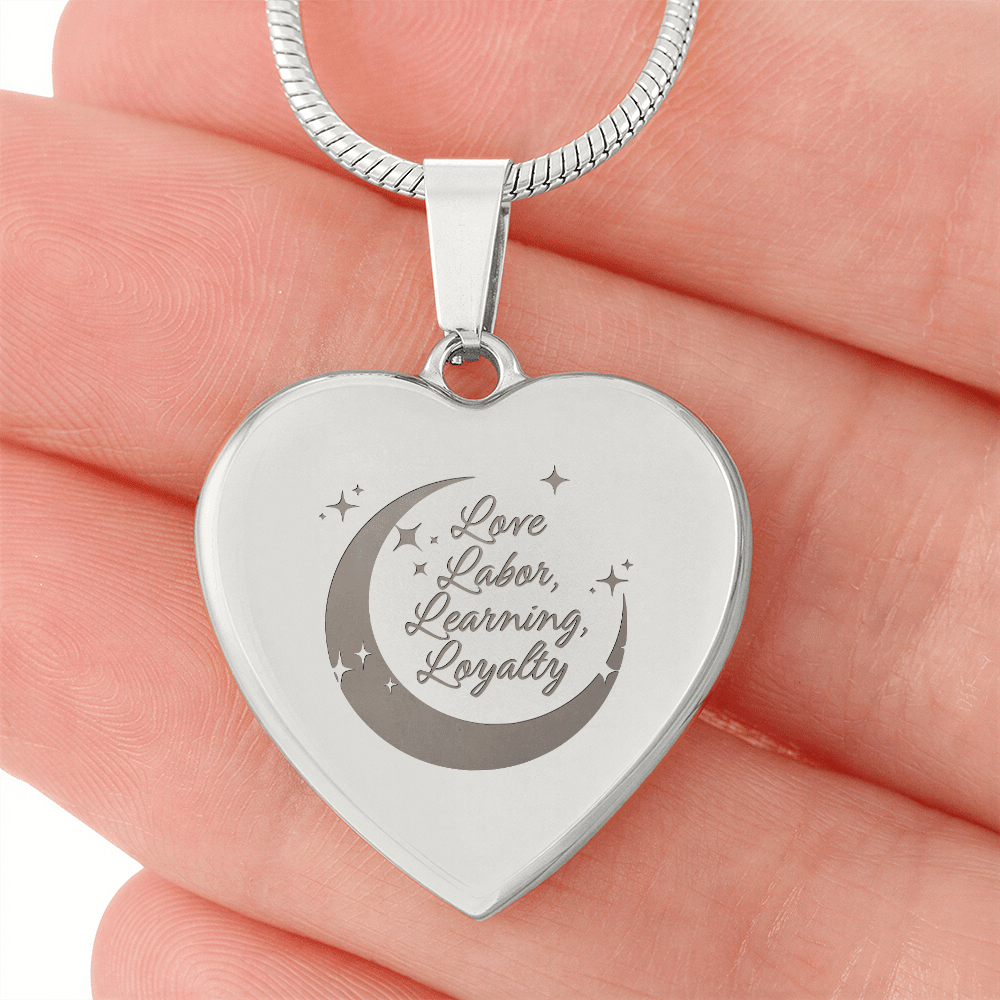 Personalized Engraved Heart Necklace | Love, Labor, Learning & Loyalty Keepsake - Flourish Love Shop