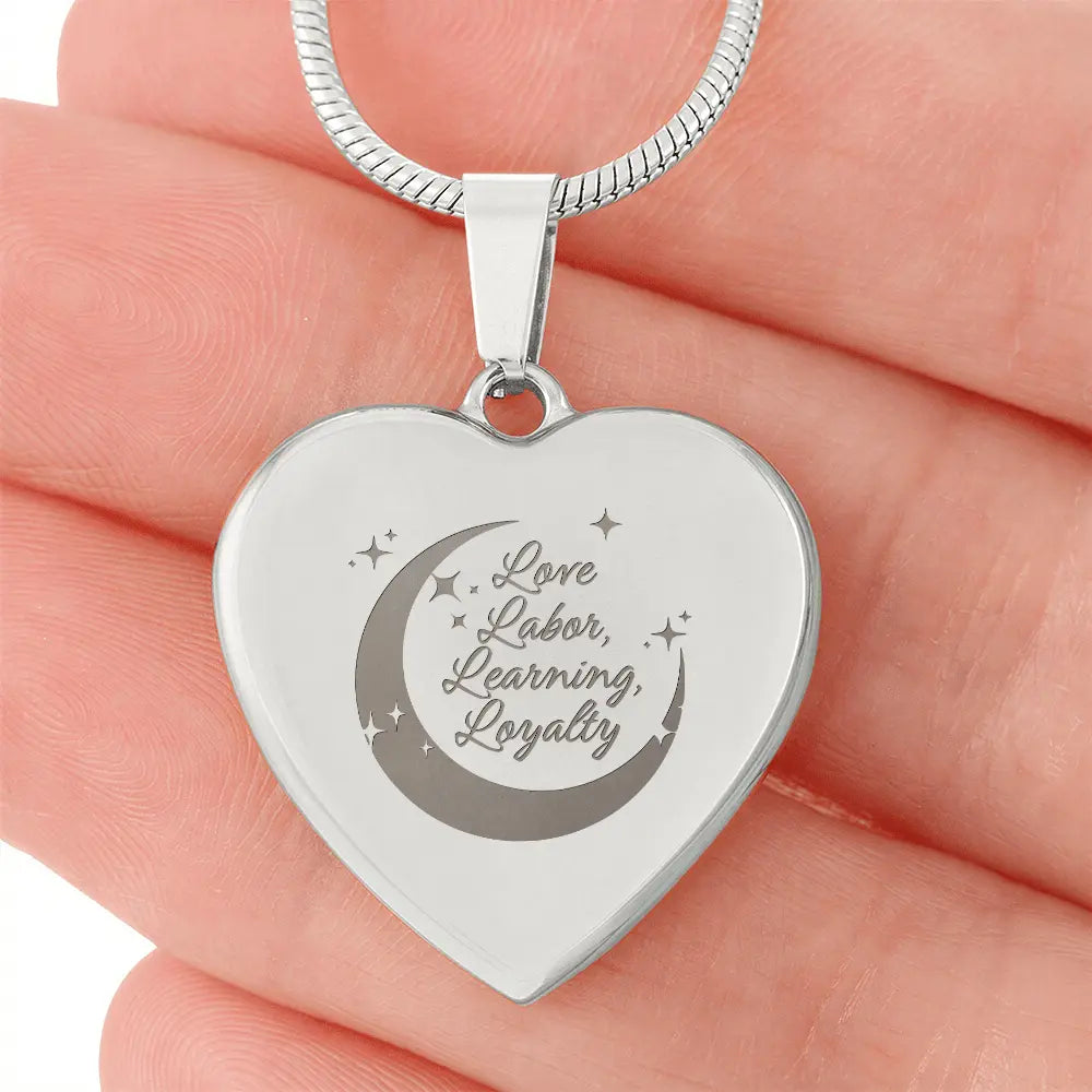 Personalized Engraved Heart Necklace | Love, Labor, Learning & Loyalty Keepsake - Flourish Love Shop