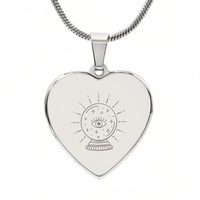 Crystal Ball with Eye of Providence Engraved Heart Necklace - Flourish Love Shop