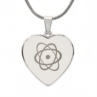 Atom Symbol Engraved Heart Necklace - Flourish Love Shop
