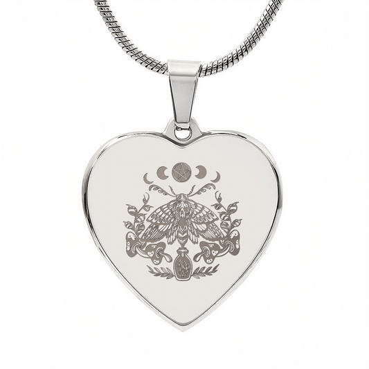 Gothic Art Engraved Heart Necklace - Flourish Love Shop