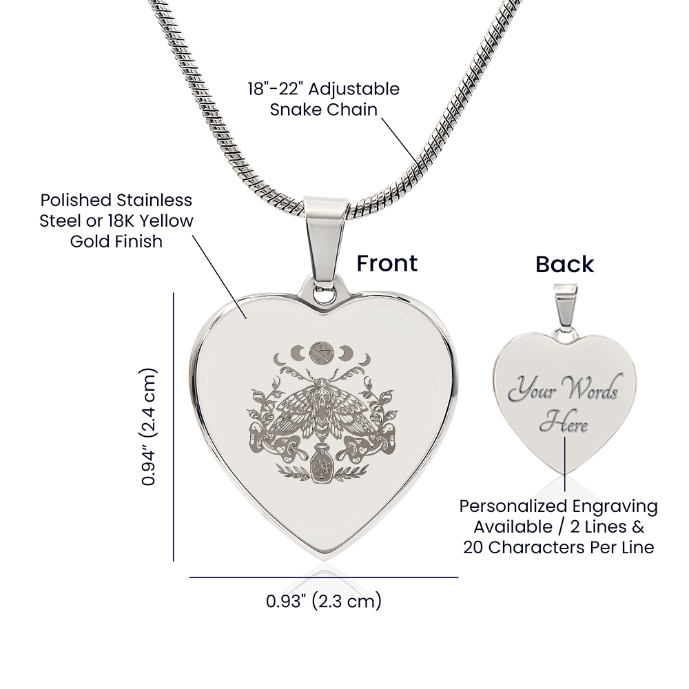 Gothic Art Engraved Heart Necklace - Flourish Love Shop