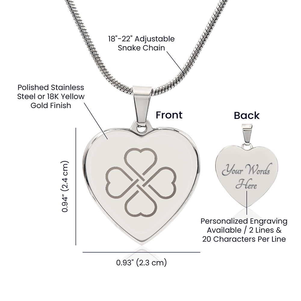 Lucky & Love Engraved Heart Necklace - Flourish Love Shop