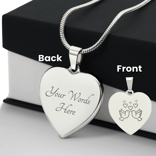 Doves in Love Engraved Heart Necklace - Flourish Love Shop