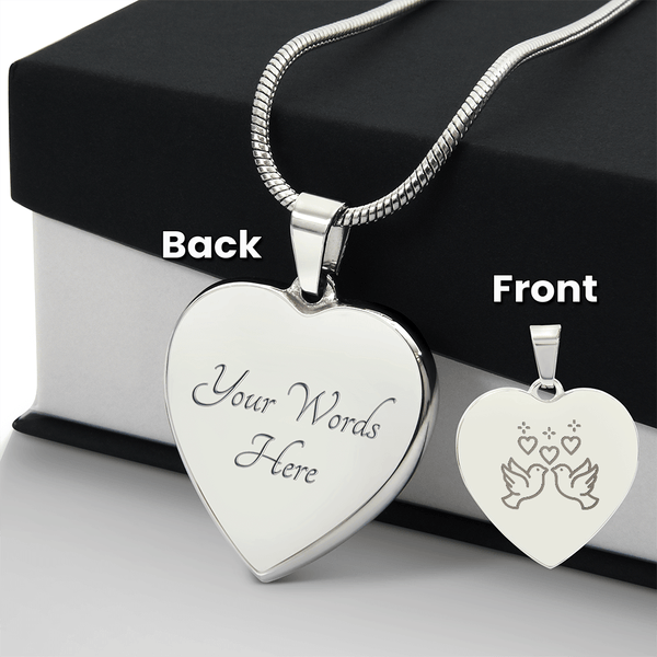 Doves in Love Engraved Heart Necklace - Flourish Love Shop