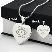 Atom Symbol Engraved Heart Necklace - Flourish Love Shop