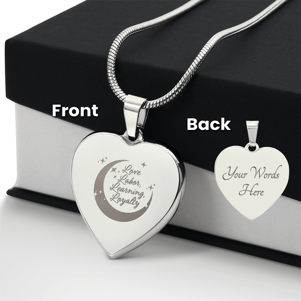 Personalized Engraved Heart Necklace | Love, Labor, Learning & Loyalty Keepsake - Flourish Love Shop