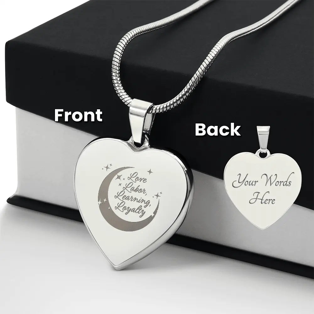 Personalized Engraved Heart Necklace | Love, Labor, Learning & Loyalty Keepsake - Flourish Love Shop