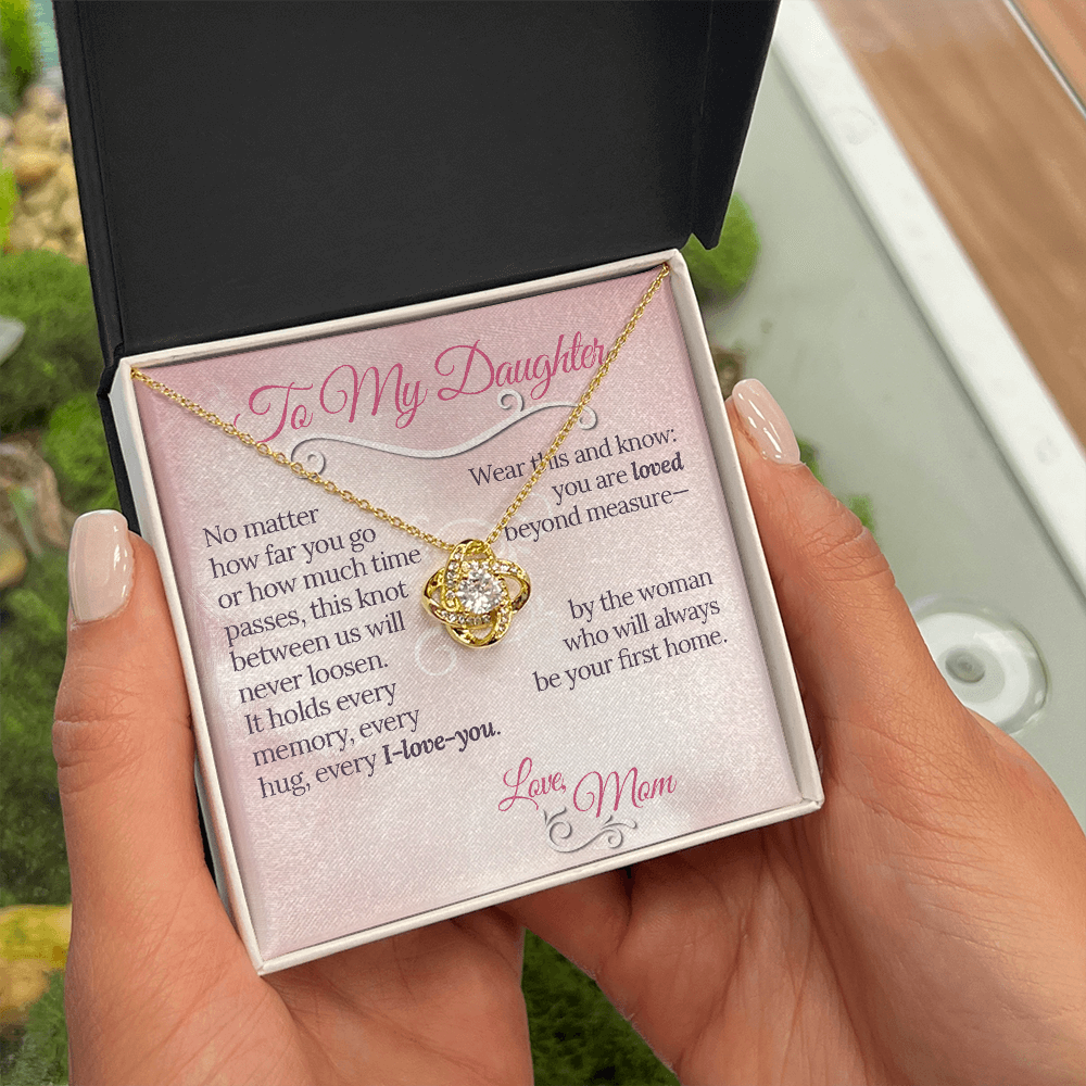 The Knot Between Us – From Mom to Daughter Love Knot Necklace (Gold or Silver)