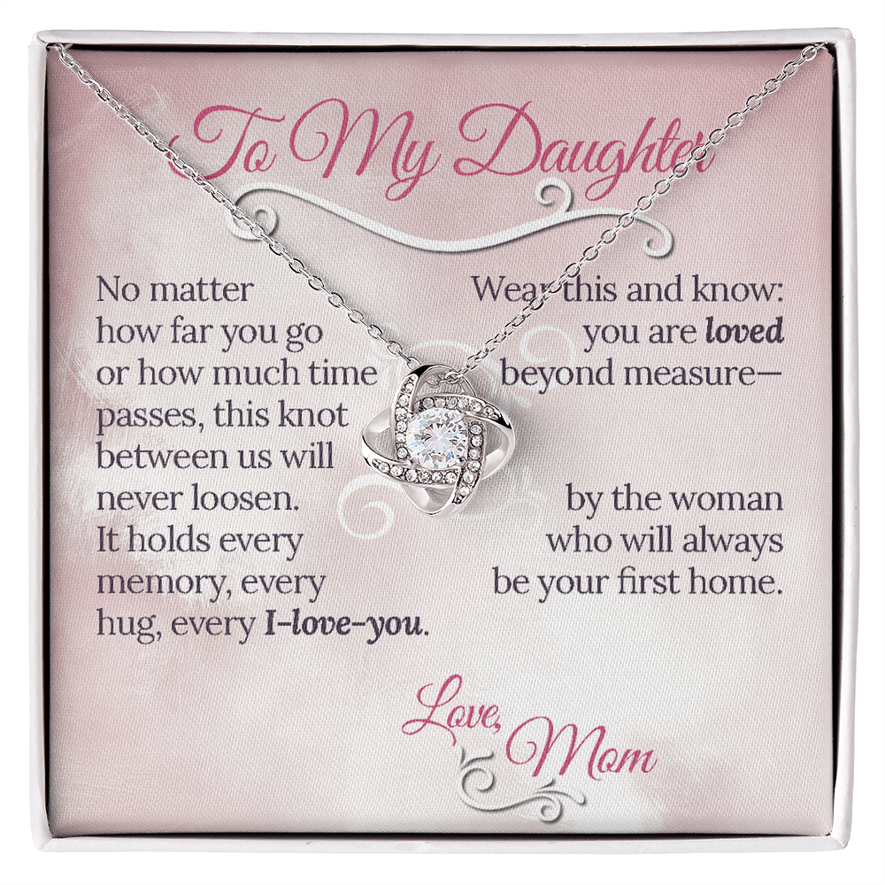 The Knot Between Us – From Mom to Daughter Love Knot Necklace (Gold or Silver)