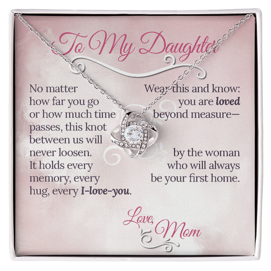 The Knot Between Us – From Mom to Daughter Love Knot Necklace (Gold or Silver)