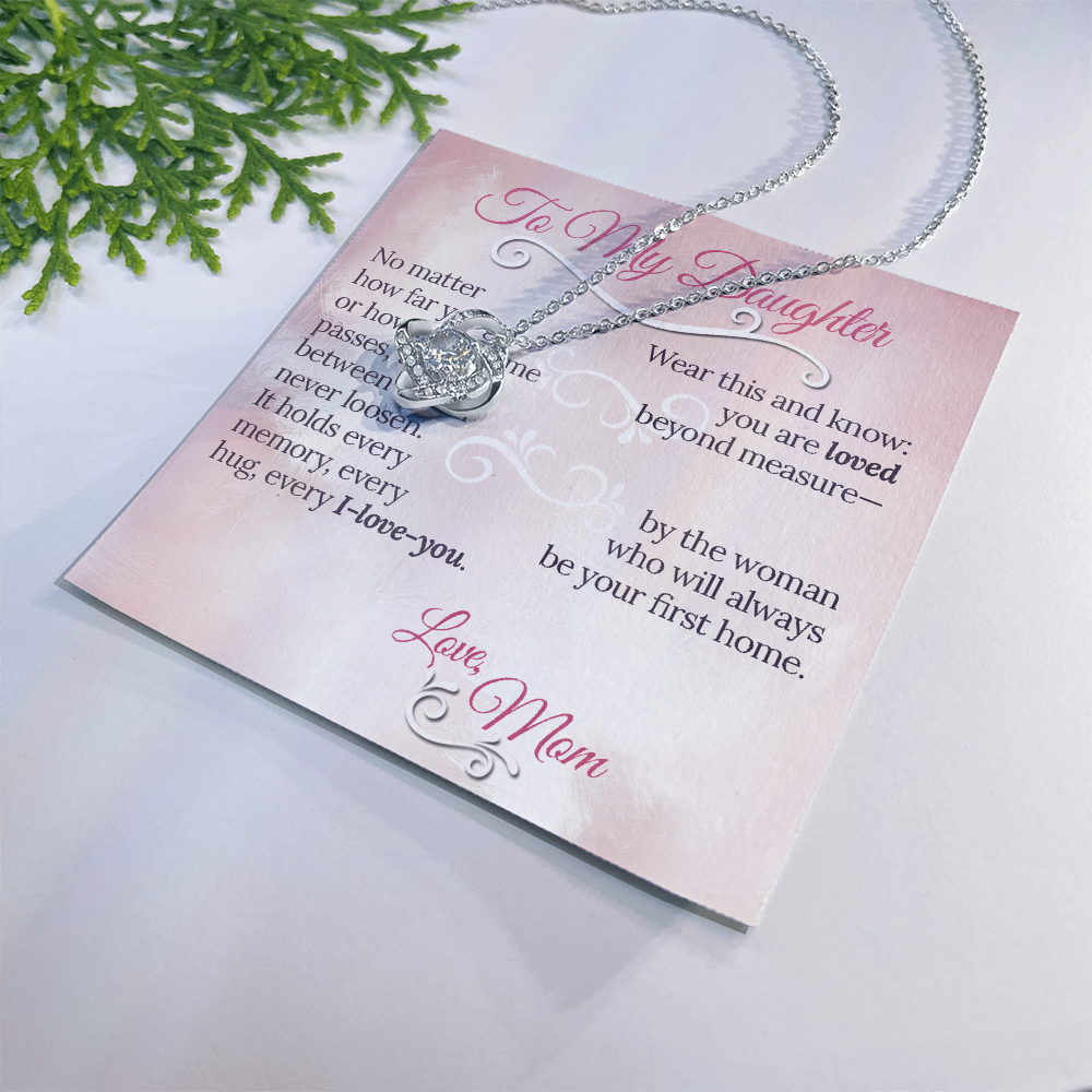 The Knot Between Us – From Mom to Daughter Love Knot Necklace (Gold or Silver)