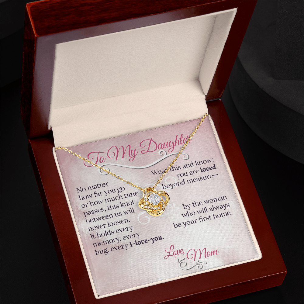 The Knot Between Us – From Mom to Daughter Love Knot Necklace (Gold or Silver)