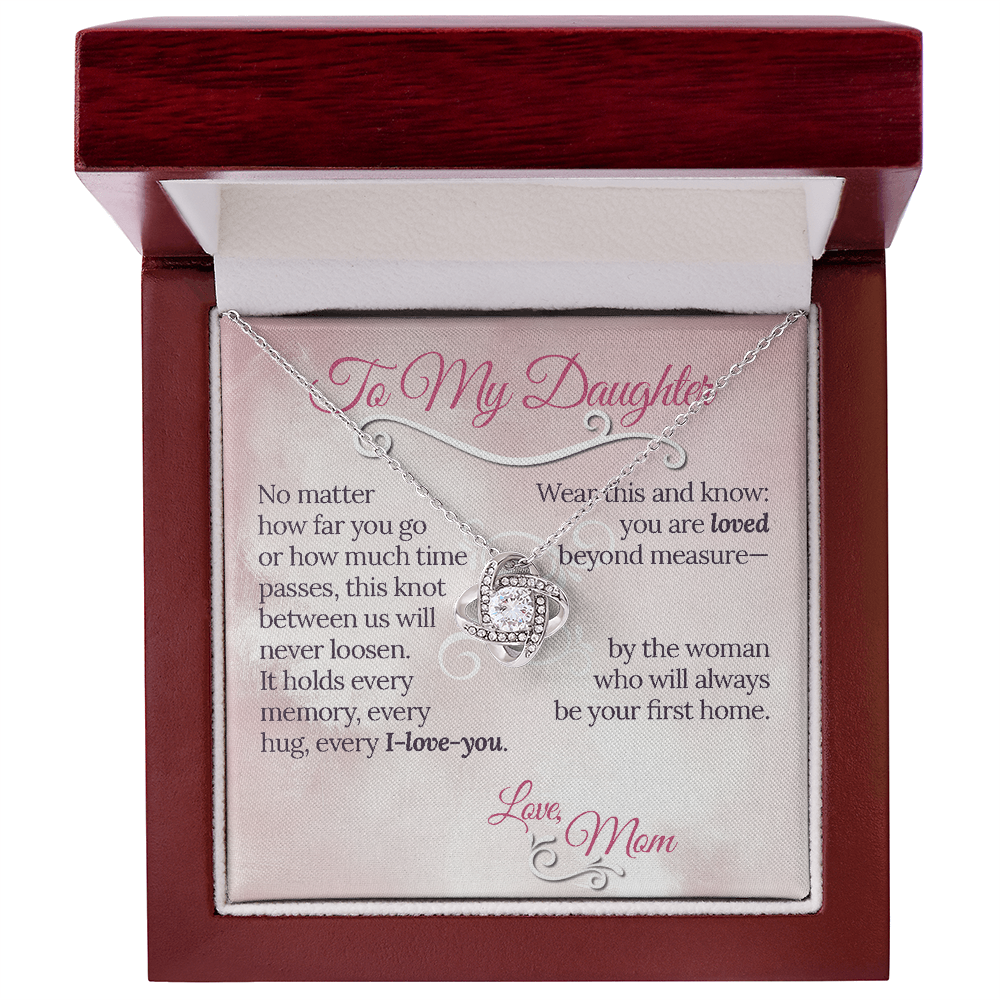 The Knot Between Us – From Mom to Daughter Love Knot Necklace (Gold or Silver)