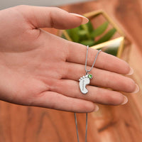 My Whole World - Engraved Baby Feet Necklace with Birthstone