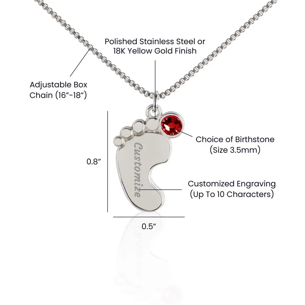 My Whole World - Baby Feet(s) Necklace with Birthstone and Engraving ShineOn Fulfillment