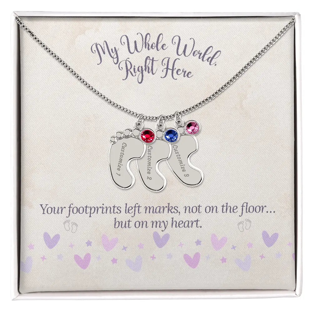 My Whole World - Baby Feet(s) Necklace with Birthstone and Engraving ShineOn Fulfillment