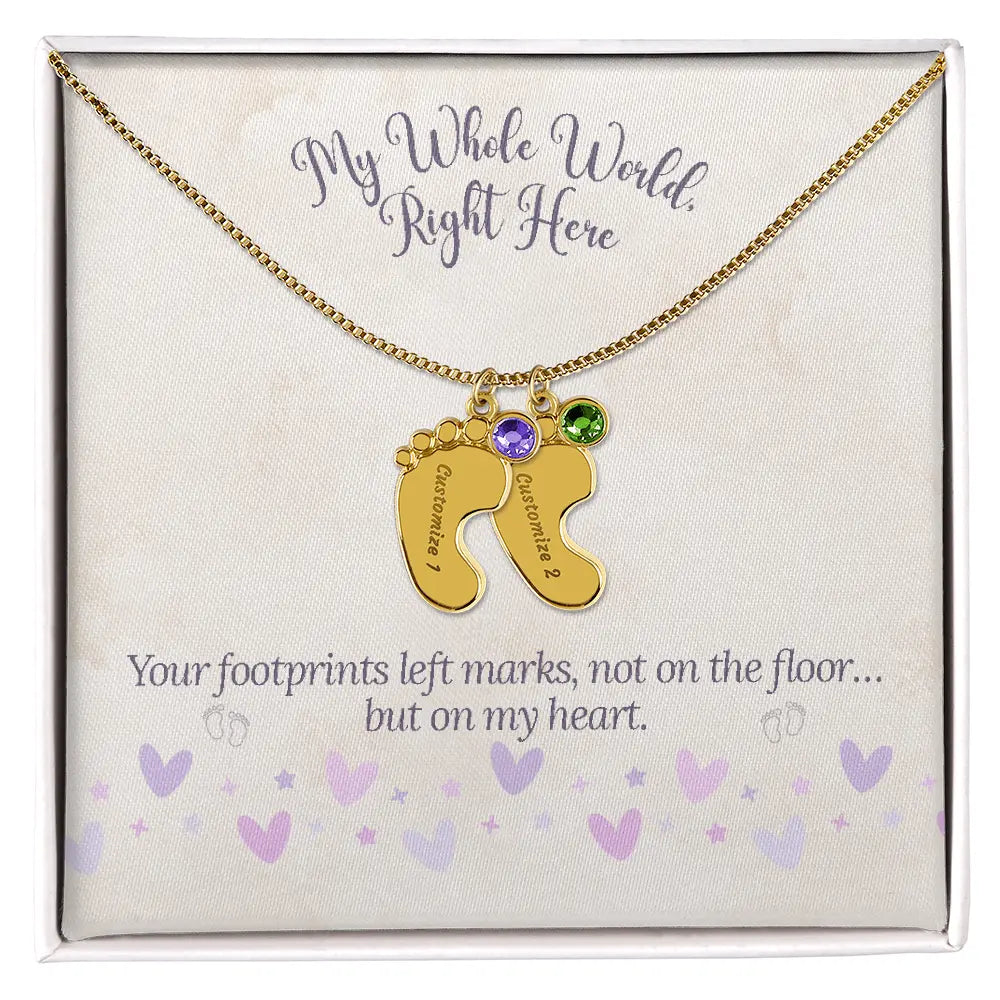 My Whole World - Baby Feet(s) Necklace with Birthstone and Engraving ShineOn Fulfillment