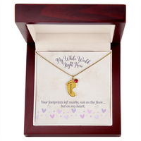 My Whole World - Engraved Baby Feet Necklace with Birthstone