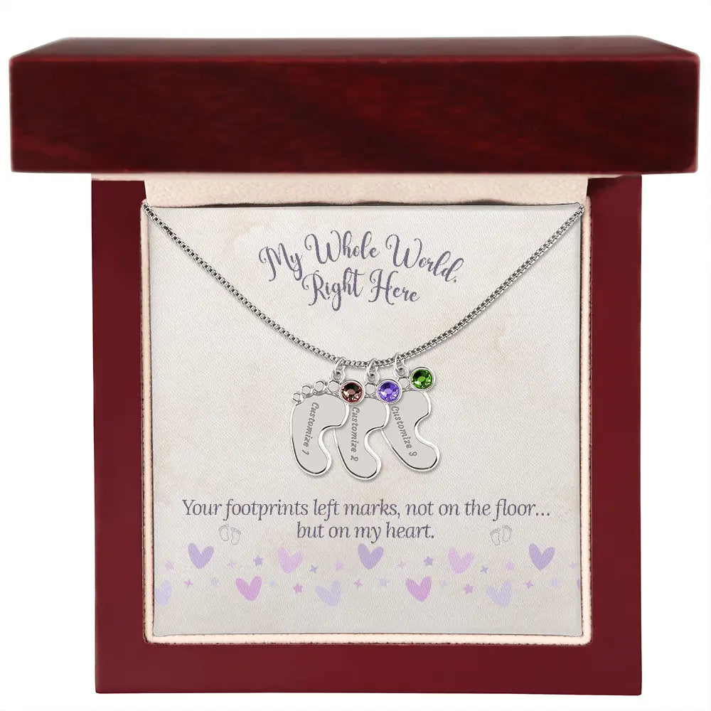 My Whole World - Baby Feet(s) Necklace with Birthstone and Engraving ShineOn Fulfillment