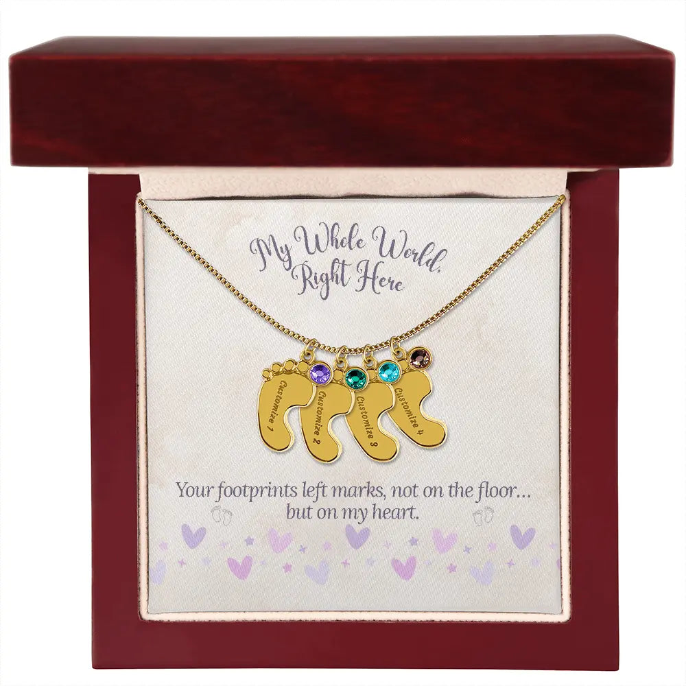 My Whole World - Baby Feet(s) Necklace with Birthstone and Engraving ShineOn Fulfillment