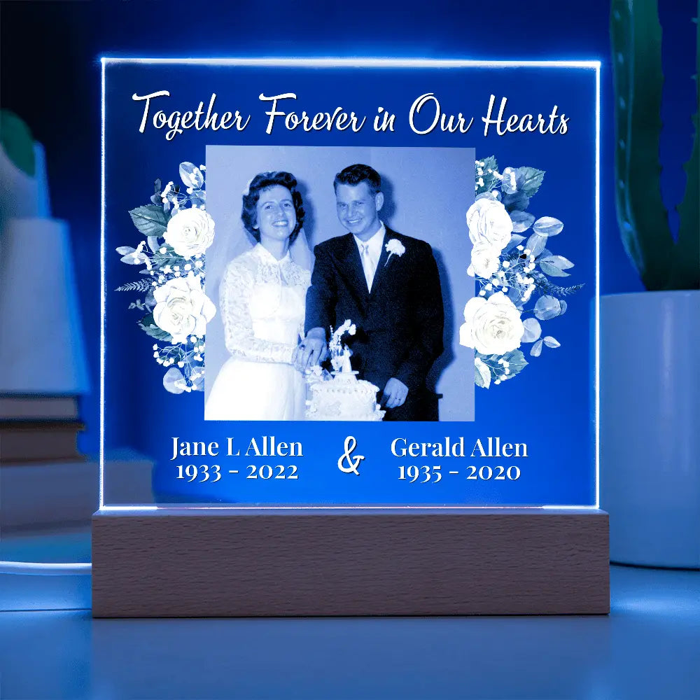Together Forever in Our Hearts – Personalized Memorial Acrylic Light - Flourish Love Shop
