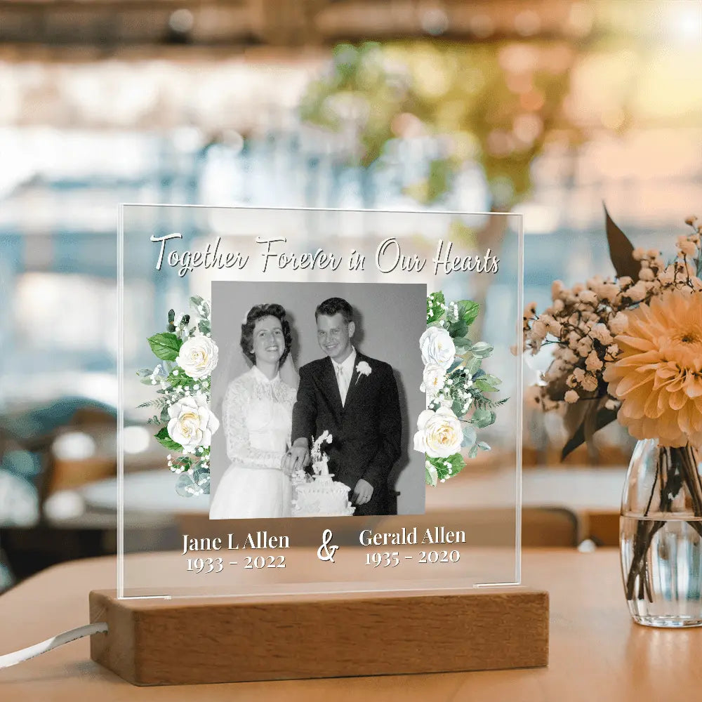 Together Forever in Our Hearts – Personalized Memorial Acrylic Light - Flourish Love Shop