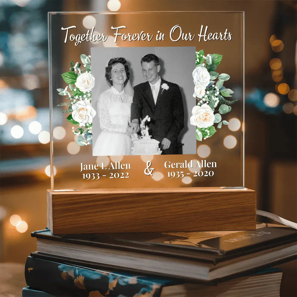 Together Forever in Our Hearts – Personalized Memorial Acrylic Light - Flourish Love Shop
