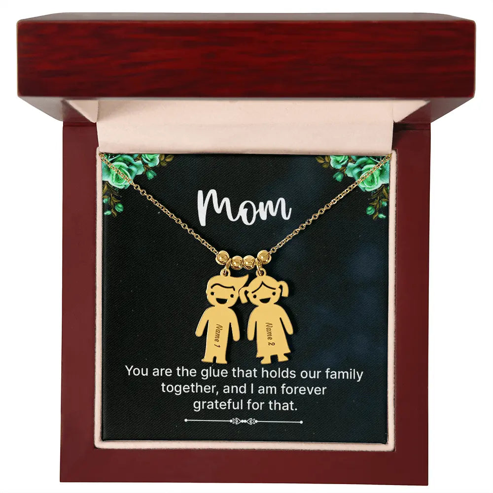Engraved Heart Necklace - to Mom - Glue - Flourish Love Shop