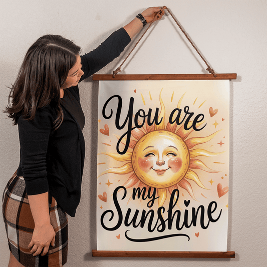 You are my Sunshine Wood Framed Wall Tapestry, Portrait - Flourish Love Shop