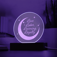 Love, Labor, Learning, Loyalty Sorority Moon Night Light - Flourish Love Shop
