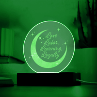 Love, Labor, Learning, Loyalty Sorority Moon Night Light - Flourish Love Shop