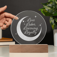 Love, Labor, Learning, Loyalty Sorority Moon Night Light - Flourish Love Shop
