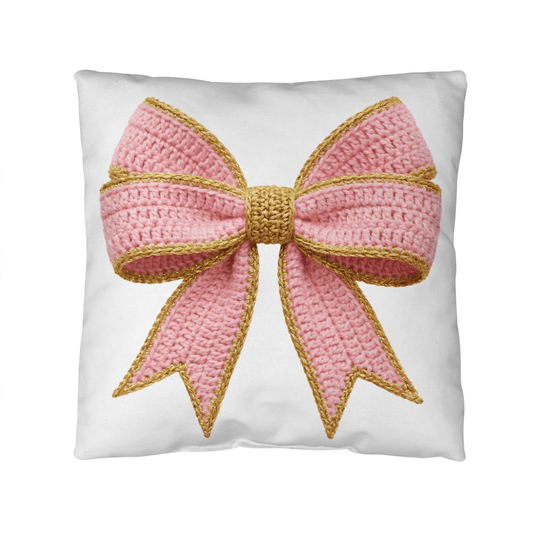 For your Indoor/Outdoor Pillow Collection - Pink Coquette Yarn Bow - Flourish Love Shop